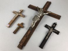 Collection of four religious crosses/ cruxifix "INRI"