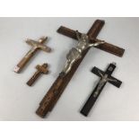 Collection of four religious crosses/ cruxifix "INRI"