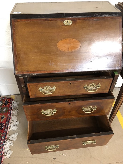 Small Edwardian Bureau with three drawers and inlay - Image 4 of 8