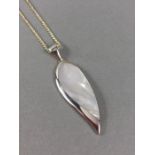Silver 925 Mother of Pearl Pendant in the leaf shape 8.2mm long.