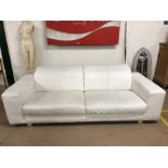 Large white Italian leather sofa (3 seater - 229cm wide) - excellent condition