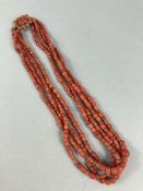 18” 4 string Graduated Coral Necklace from approx: 3.5mm to 8mm stone. The Georgian clasp has an