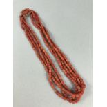 18” 4 string Graduated Coral Necklace from approx: 3.5mm to 8mm stone. The Georgian clasp has an