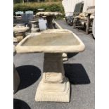 Square topped Birdbath with Rose patterned base