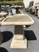 Square topped Birdbath with Rose patterned base