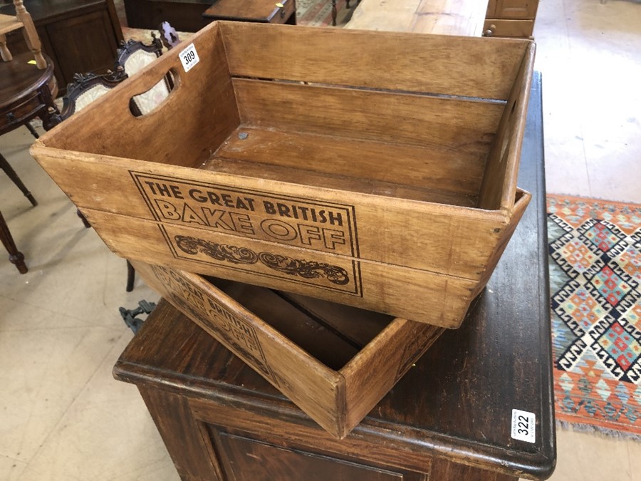 pair of wooden boxes stamped "Great British Bake Off" - Image 2 of 2