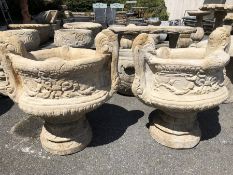 Pair of large decorative garden Urns with scroll handles