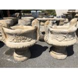 Pair of large decorative garden Urns with scroll handles