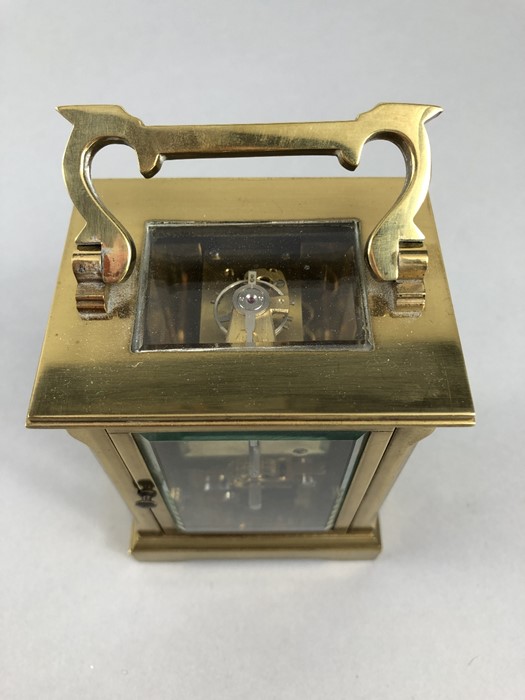 A circa 1900 brass carriage clock, the rectangular face with circular chapter ring set with Roman - Image 7 of 8