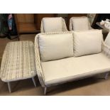 Grey Rattan conservatory furniture Suite with Grey cushions (two seater settee, two armchairs and