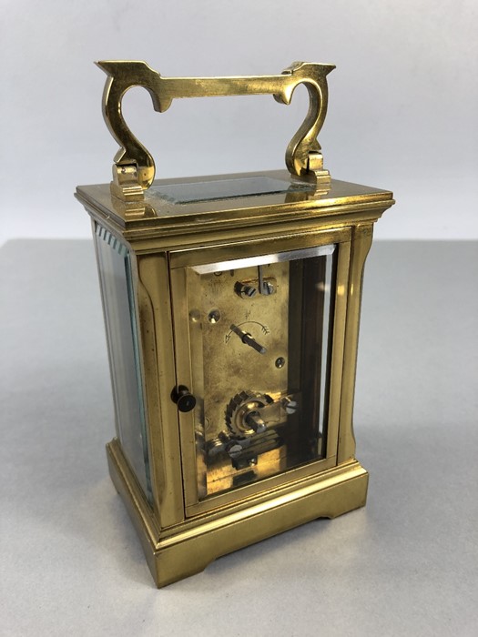 A circa 1900 brass carriage clock, the rectangular face with circular chapter ring set with Roman - Image 4 of 8