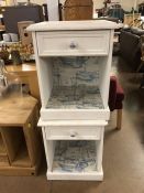 Pair of white painted single drawer pine bedside cabinets