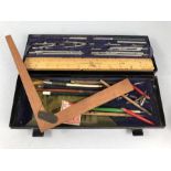 Geometry set: By A.G Thornton Ltd of Manchester, many pieces marked G.C.R plus Army & Navy bone