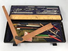Geometry set: By A.G Thornton Ltd of Manchester, many pieces marked G.C.R plus Army & Navy bone