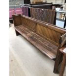 Stained pine church pew approx. length 212cm, height 89cm