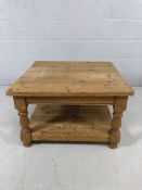 Square Pine Coffee table with shelf under (76cm)