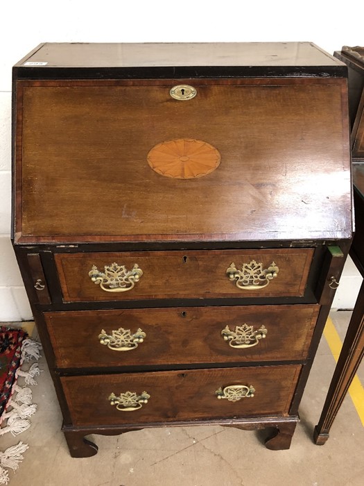 Small Edwardian Bureau with three drawers and inlay