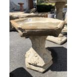 Gothic Bird bath with hexagonal top