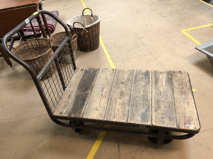 Vintage metal framed and wooden based trolley - Image 4 of 8