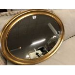 Large Gilt gold framed oval mirror