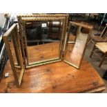 Gilt framed tri-fold mirror