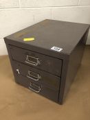 Small metal industrial Filing cabinet of three drawers