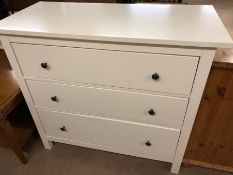 Three drawer modern white chest of drawers