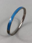 Silver Enamel (NO damage) Bangle. The sky blue enamel band measures approx: 5.77mm wide, stamped