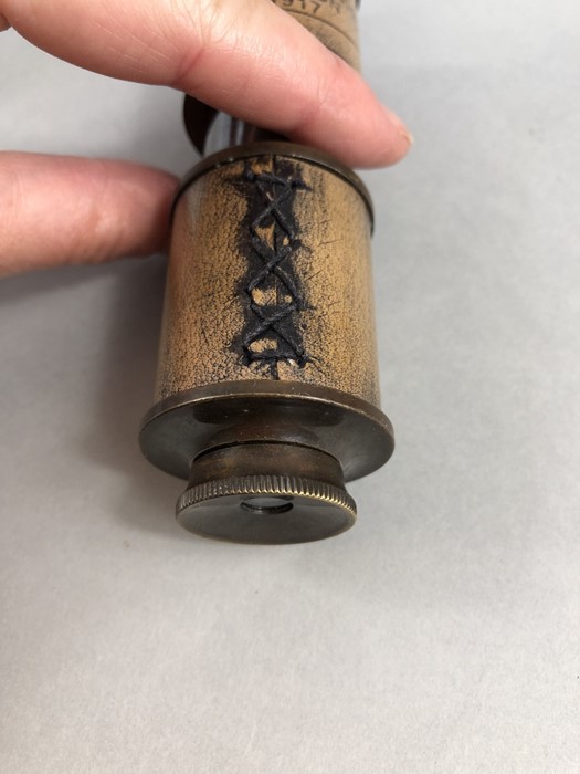 Pocket telescope with leather binding marked KELVIN & HUGHES LONDON 1917 - Image 3 of 6