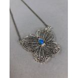 Silver Filigree Butterfly marked 92g on silver chain