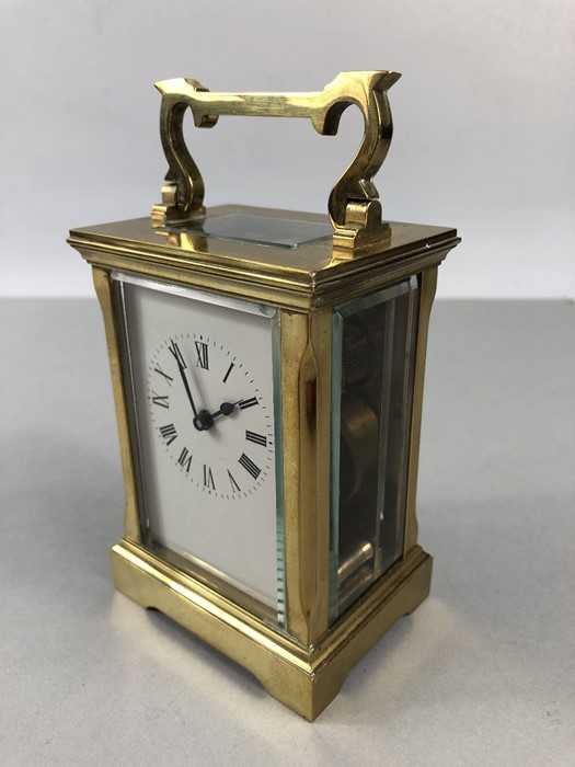 A circa 1900 brass carriage clock, the rectangular face with circular chapter ring set with Roman - Image 2 of 8