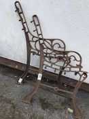 Pair of metal bench ends
