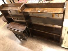 Two book shelves and a small drop leaf table