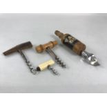 VAT 69 bottle opener and three old corkscrews