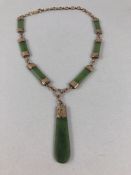 Vintage 16½“Jadeite Necklace, comprising 6 (3 each side) approx: 34mm (including end caps) x 7.8mm x
