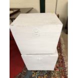 Pair of white painted storage boxes