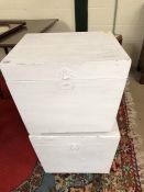 Pair of white painted storage boxes