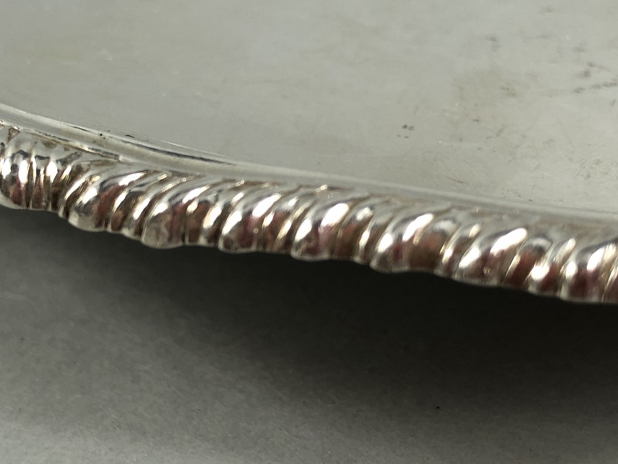 Small Silver Salver Measuring 5.5mm in diameter, Pie crust edge on 3 small scroll feet. Birmingham - Image 3 of 5