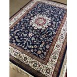 Blue ground Kashmir shubas medallion design rug approx. 240cm x 160cm