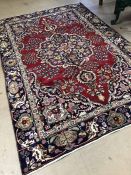 Multicoloured ground Iranian carpet of Tabriz origin approx. 282cm x 190cm