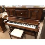 Upright Piano and stool, piano by John Broadwood & Sons London