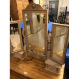 Three mirror dressing table pine unit with two small drawers