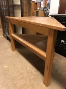 Pine corner table with shelf under