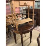 Pine Hall table with single drawer and a semi circular hall table