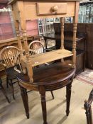 Pine Hall table with single drawer and a semi circular hall table