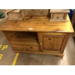 Pine TV cabinet with cupboard and drawer