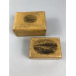 Mauchline Ware - two mauchline boxes: Royal Terrace & Shrubbery, Southend, New Toll House to Pier,