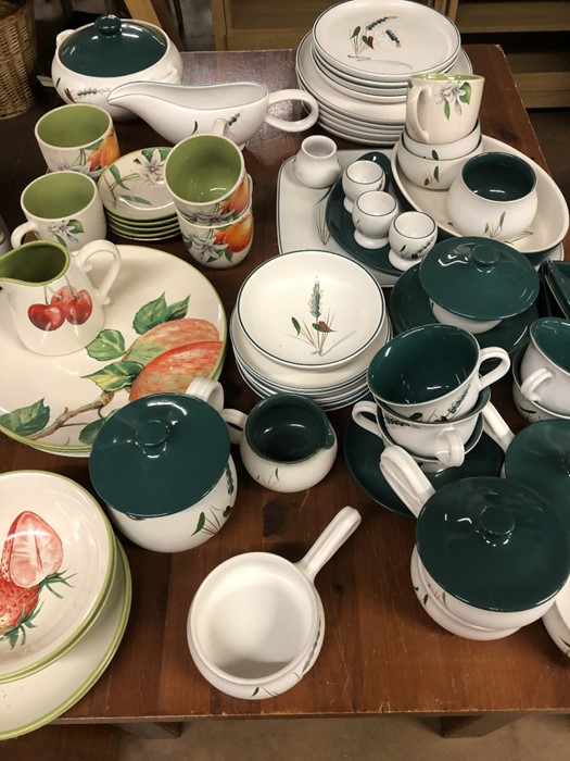 Collection of Denby Greenwheat pattern China and Arthur wood Fruit Grove