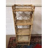 Wicker shelving unit approx 130cm tall