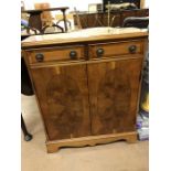 Inlaid cupboard with two drawers (Approx 77 x 28 x 91cm tall)